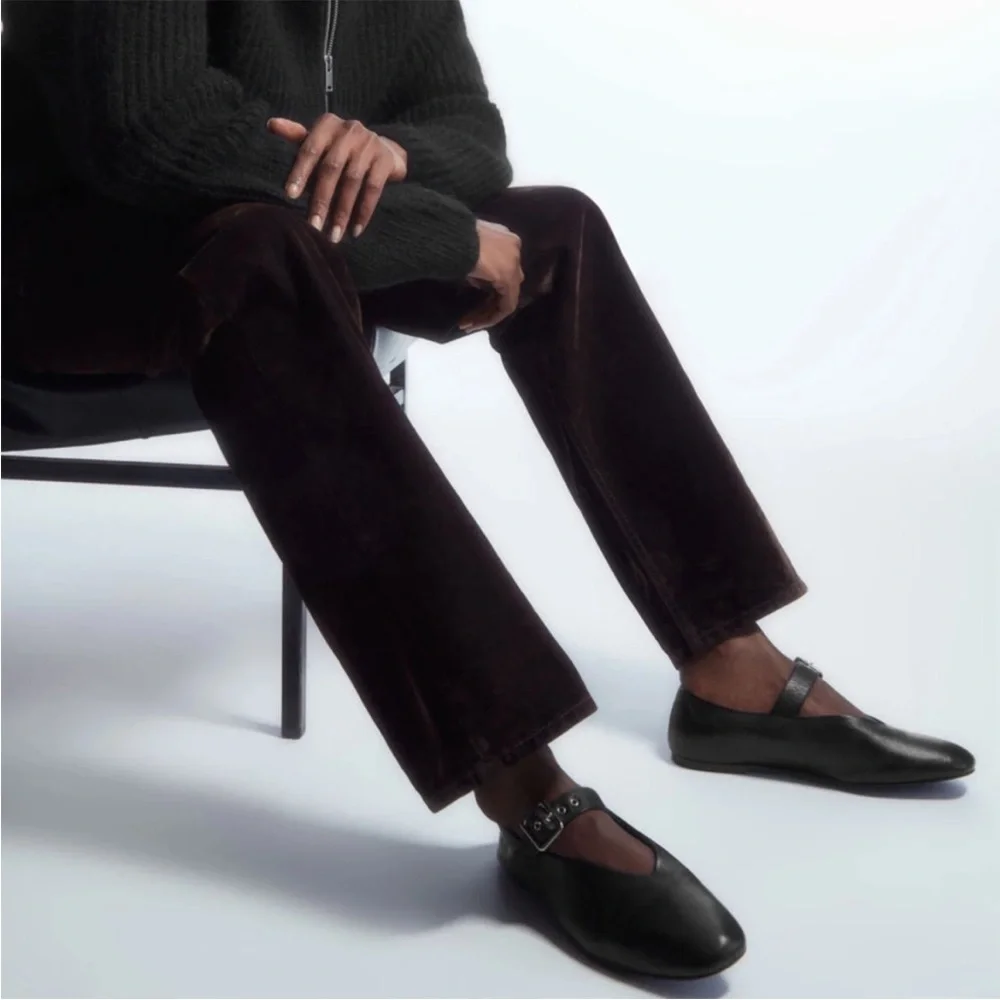 COS Women's Black Mary Jane Ballet Flats with Buckle - Picture 3 of 7